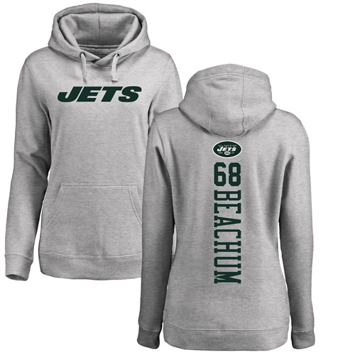 New York Jets Ash Women Kelvin Beachum Backer NFL Football #68 Pullover Hoodie Sweatshirts->women nfl jersey->Women Jersey